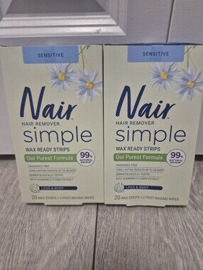 Nair Simple Sensitive Wax Ready Strips For Legs And Body. 40 Wax Ready Strips